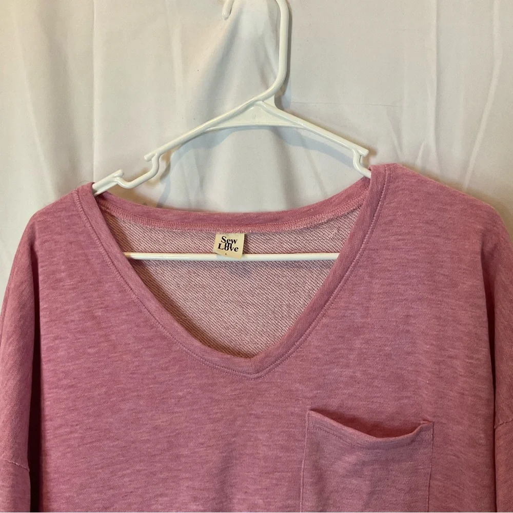Sew in Love Women’s Short Sleeve V-Neck Light Plum Heathered Size Large - Picture 4 of 11